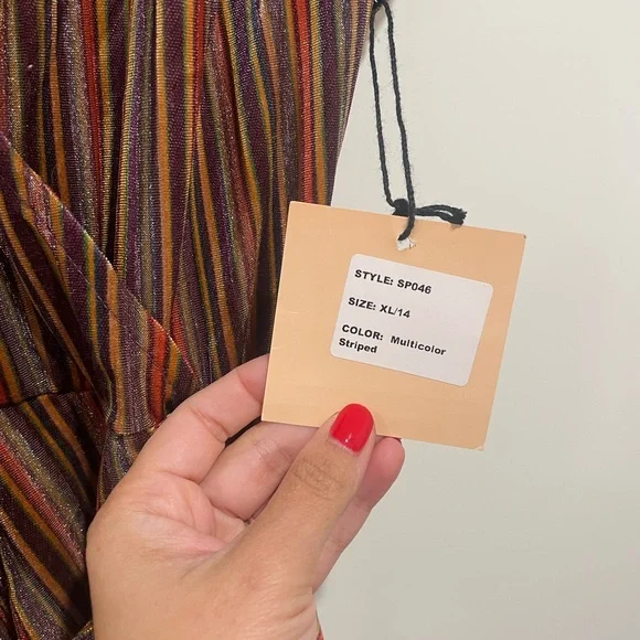 NWT Smak Parlour Striped Multicolor V-Neck Dress - Picture 3 of 5